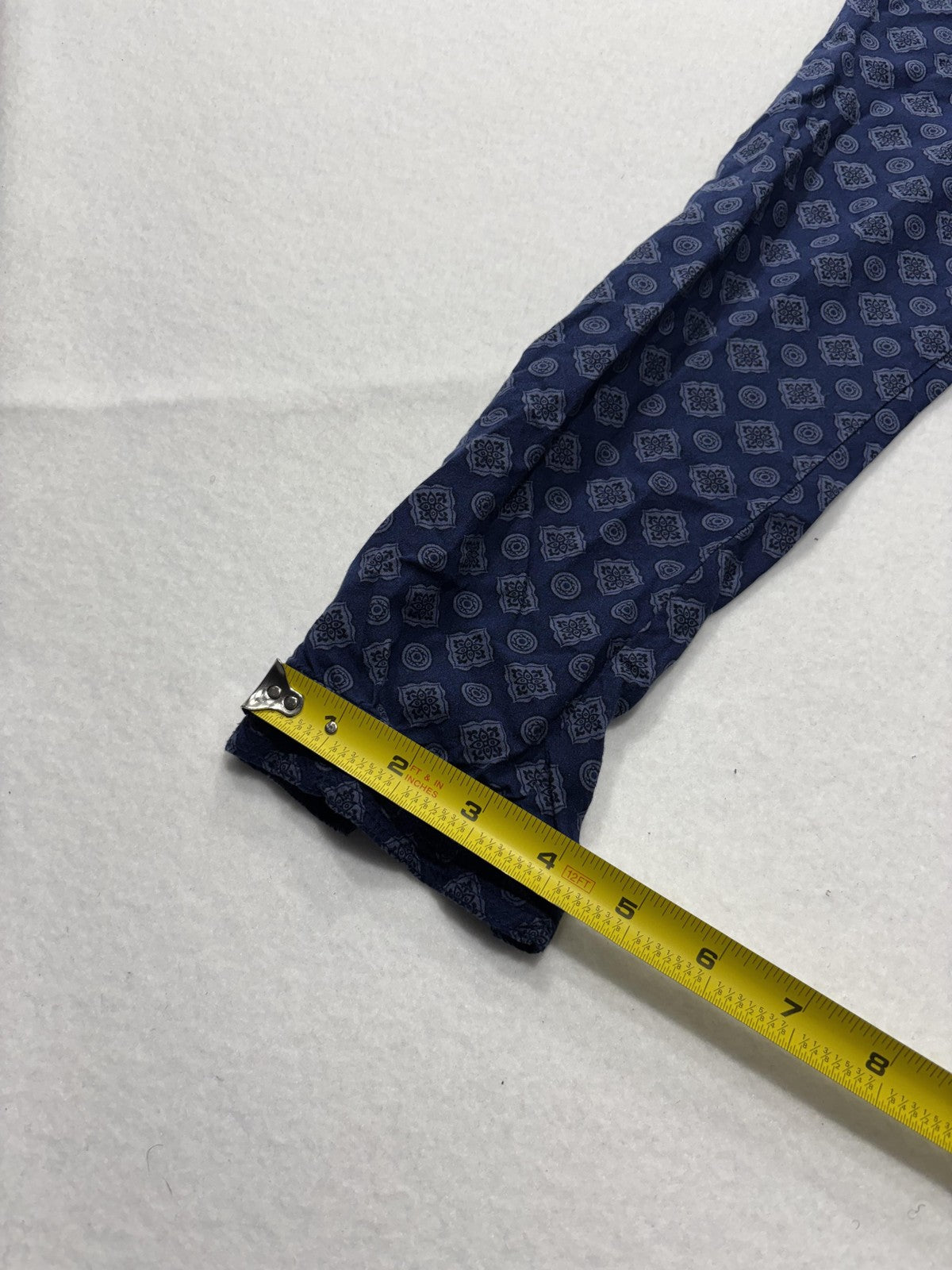 Banana Republic Dress Womens 4P Blue Geometric V Neck Long Sleeve Shirt Dress
