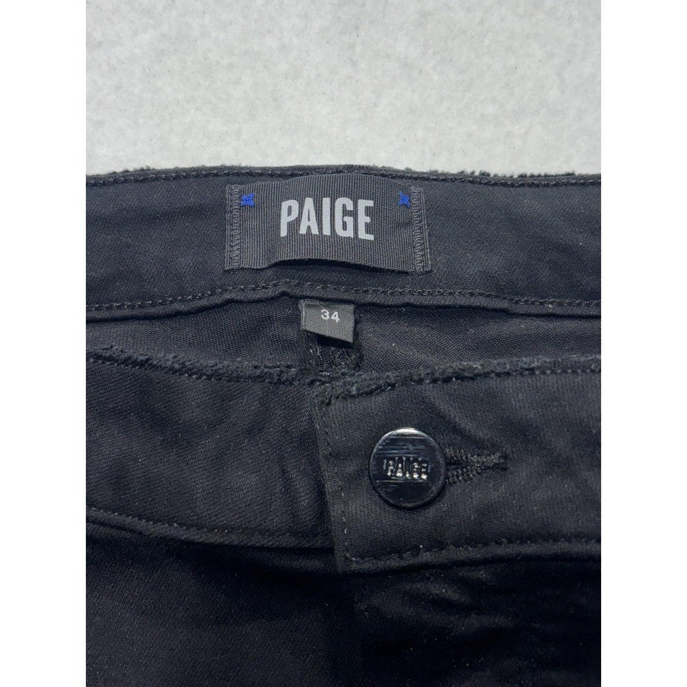 Paige Hoxton Ankle Jeans Womens 34 Black Wash Slim Stretch Distressed 34x28.5