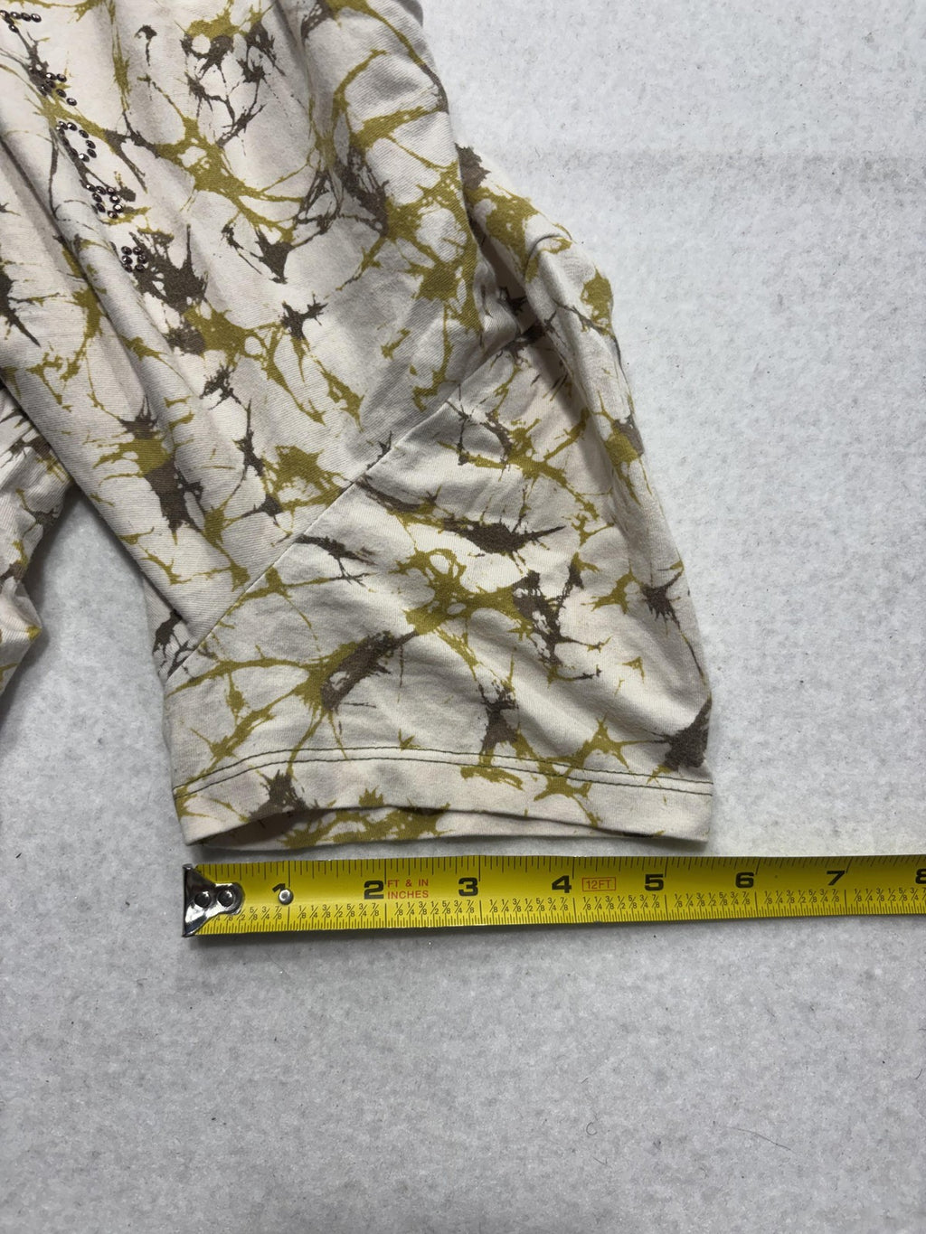 MICHAEL Michael Kors Shirt Womens Large Tan Splatter Crew Neck Short Sleeve Tee