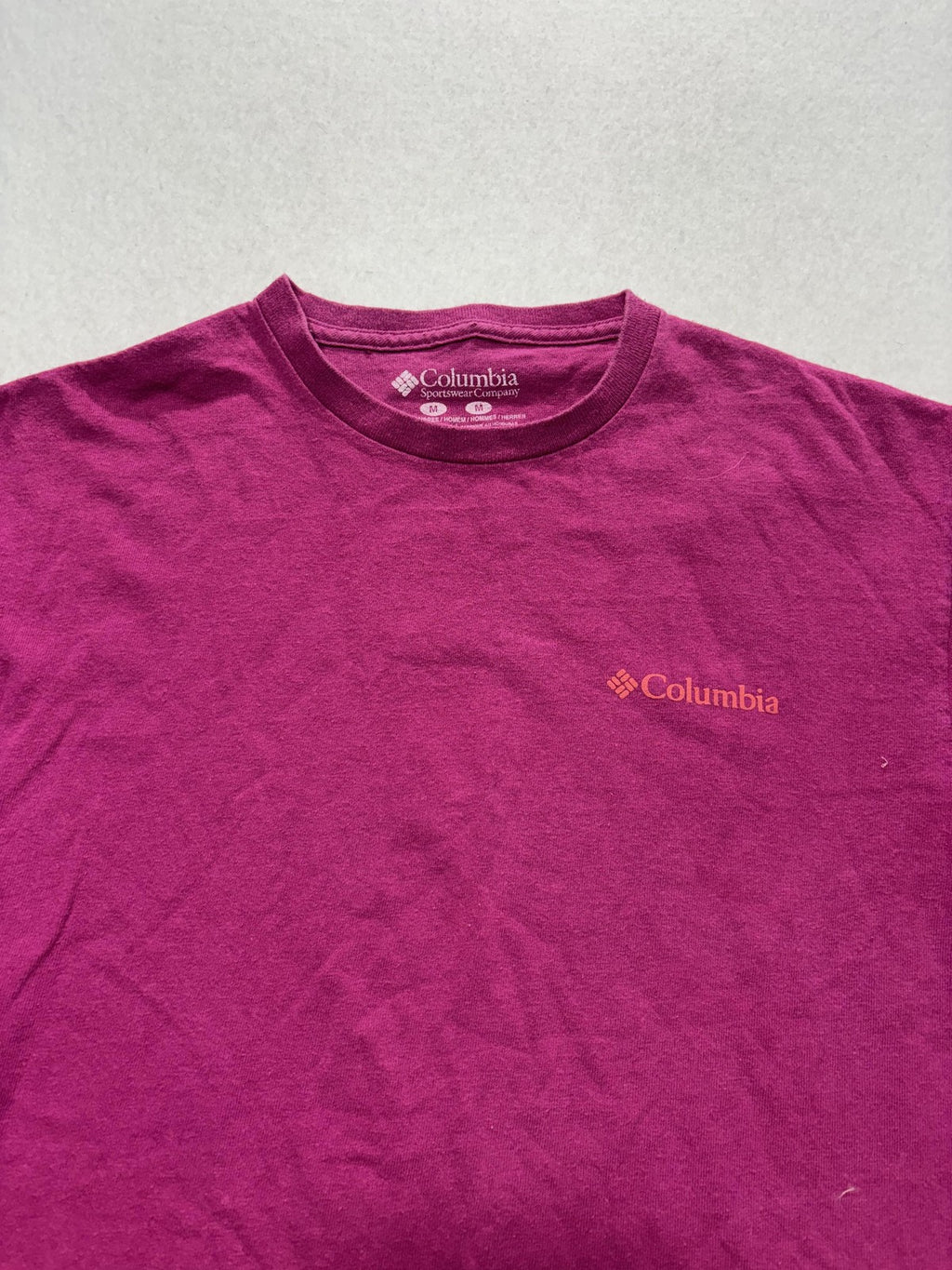 Columbia Shirt Mens Medium Pink Mountain Graphic Long Sleeve Tee Outdoor Hiking