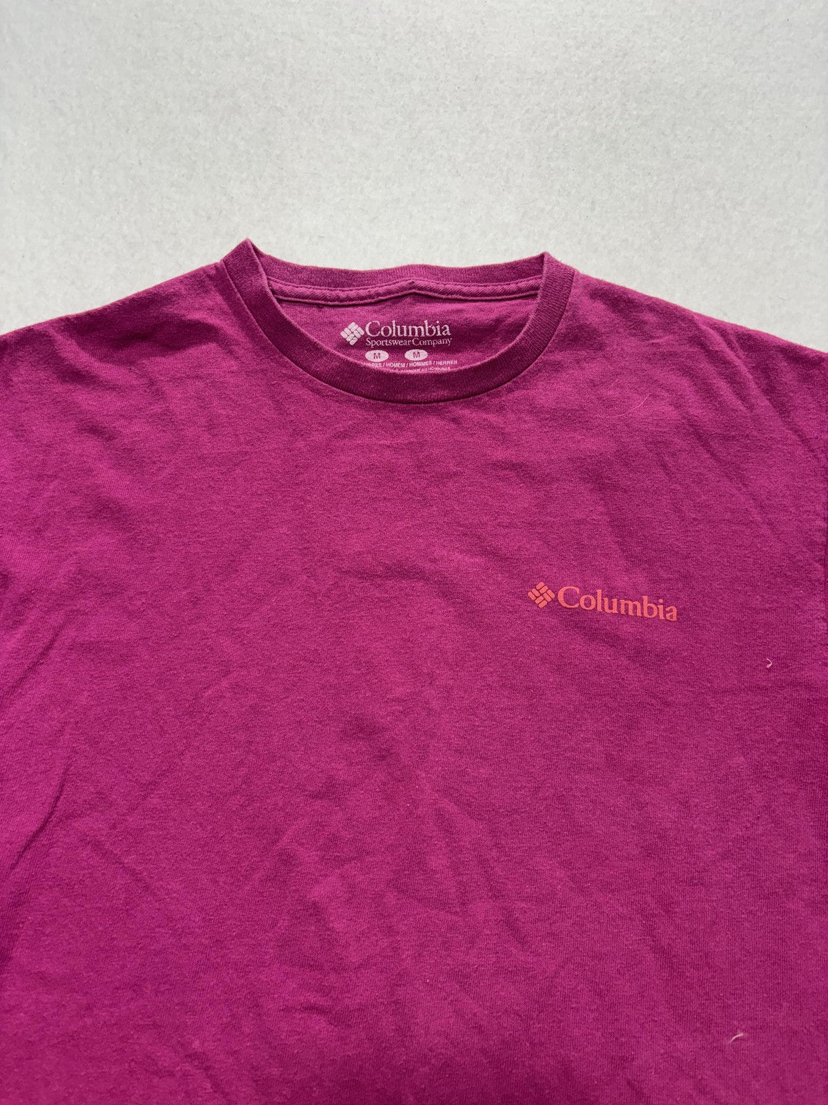 Columbia Shirt Mens Medium Pink Mountain Graphic Long Sleeve Tee Outdoor Hiking