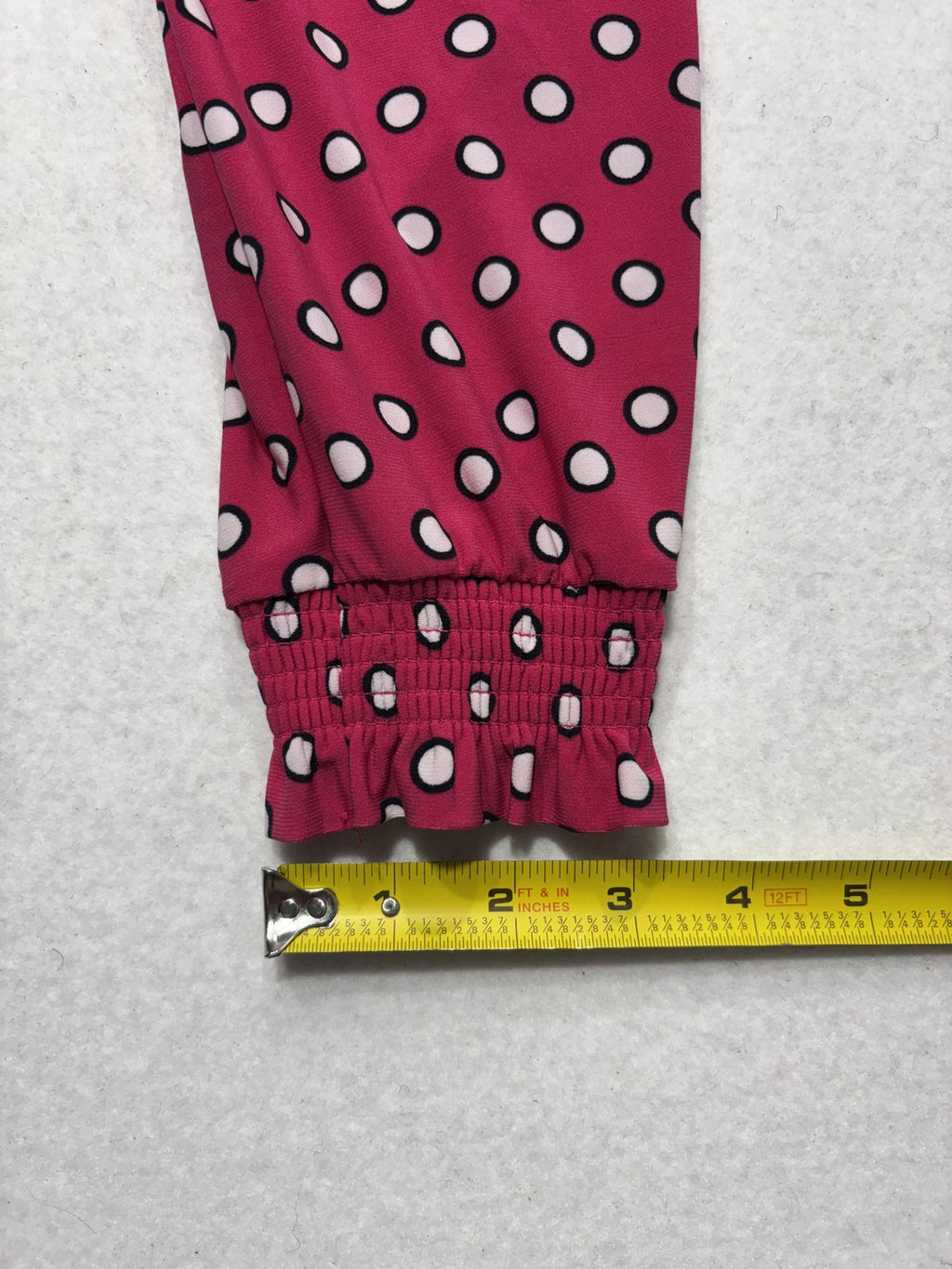 Anne Klein Blouse Womens Large Pink Polka Dot Henley Long Sleeve Jersey Top