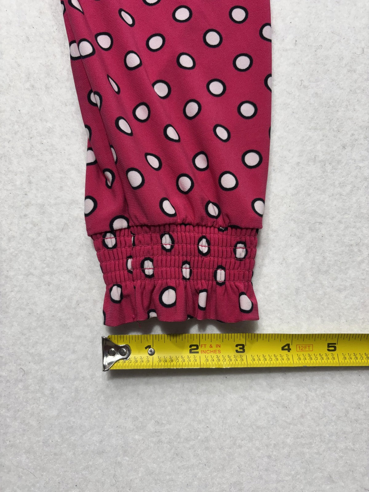 Anne Klein Blouse Womens Large Pink Polka Dot Henley Long Sleeve Jersey Top