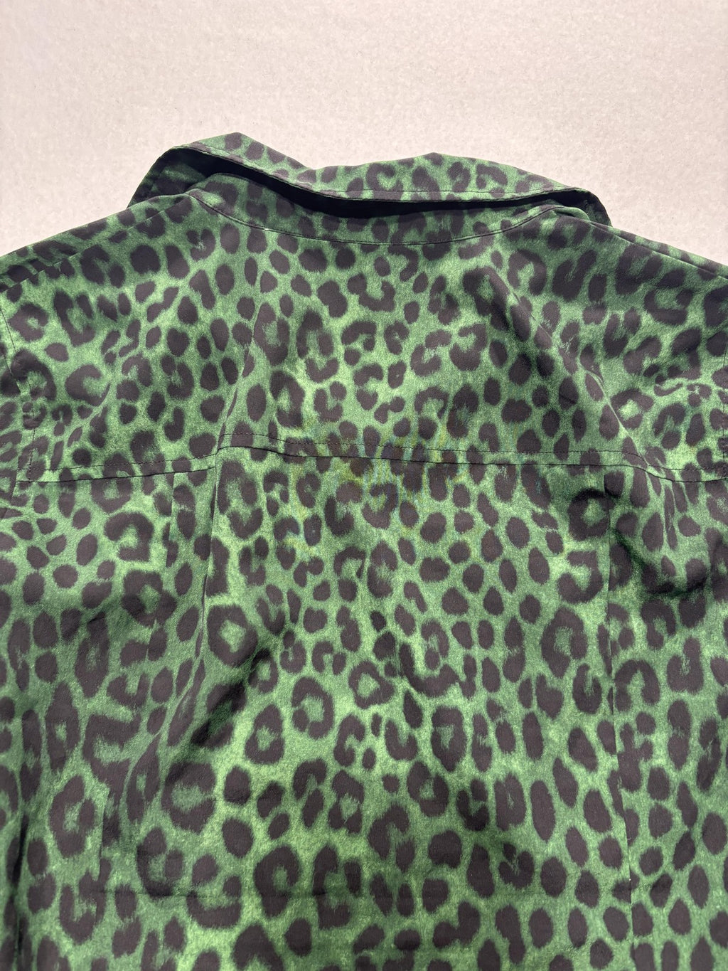 MICHAEL Michael Kors Blouse Womens Large Green Animal Print Zip Front Satin