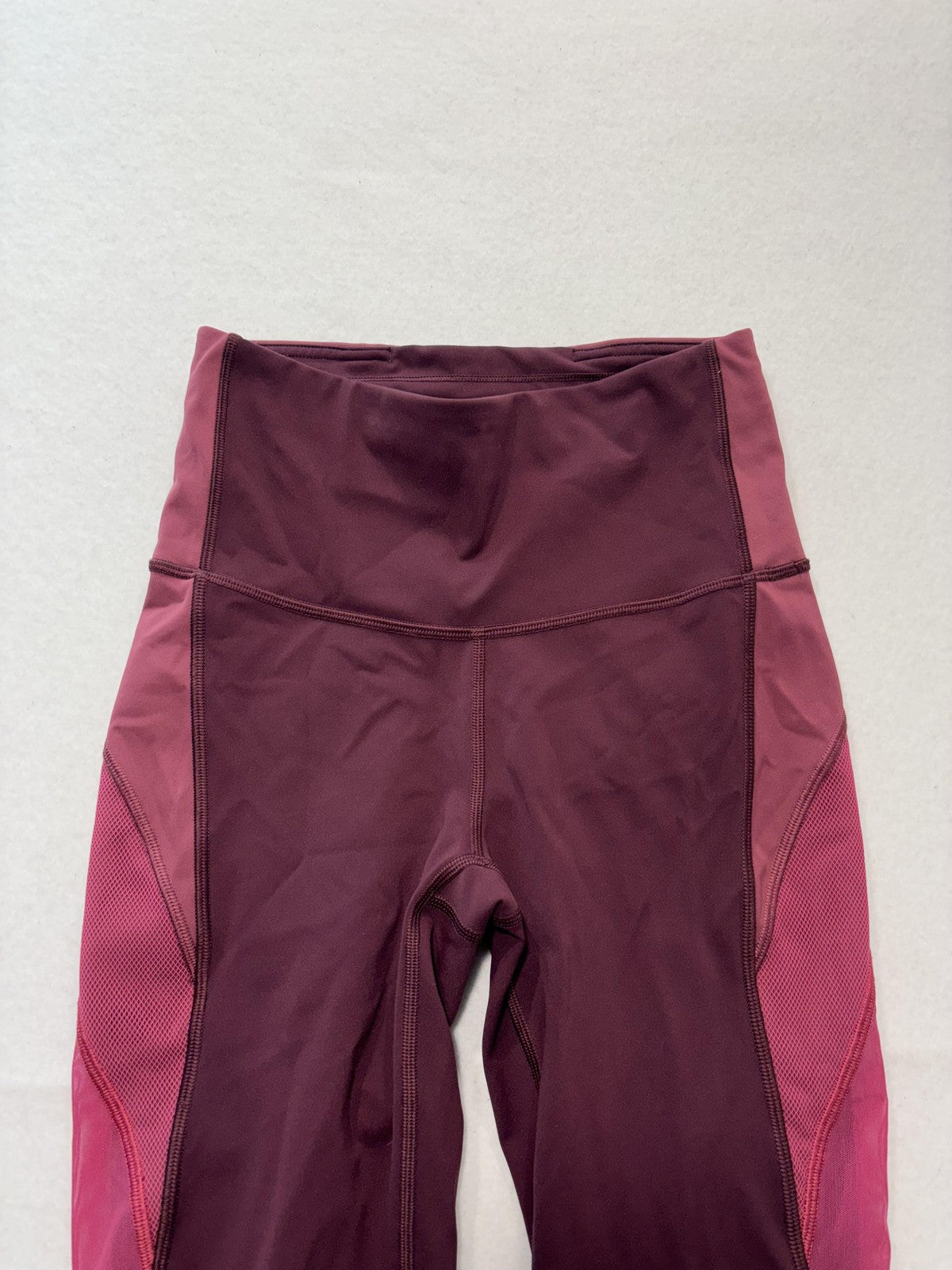 Lululemon Leggings Womens 4 Red Colorblock High Rise Crop 23.5" Inseam Stretch