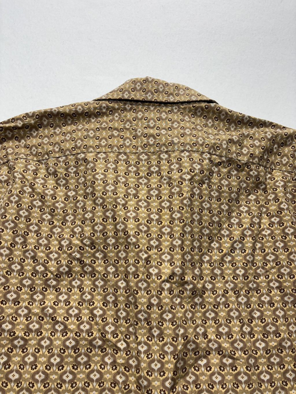 Michael Kors Dress Shirt Mens Large Brown Floral Long Sleeve Tailored Fit