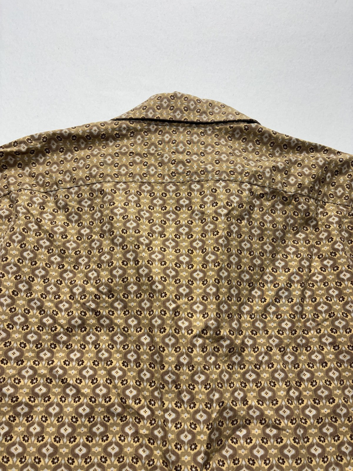 Michael Kors Dress Shirt Mens Large Brown Floral Long Sleeve Tailored Fit