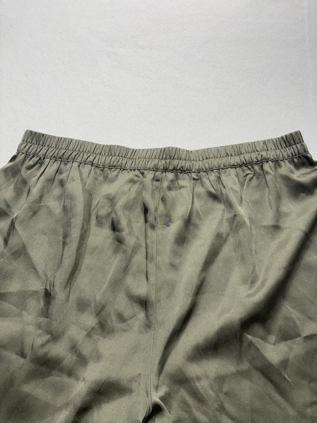 DKNY Pants Womens XL Green Satin Cropped Wide Leg Elastic Waist Pull On Culotte