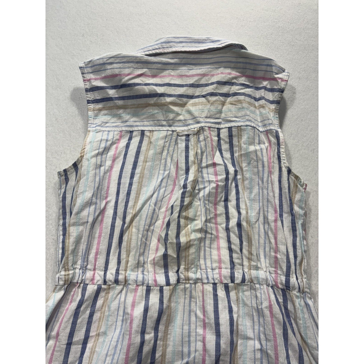 Time And Tru Womens M Multicolor Stripe Sleeveless Button Shirt Dress