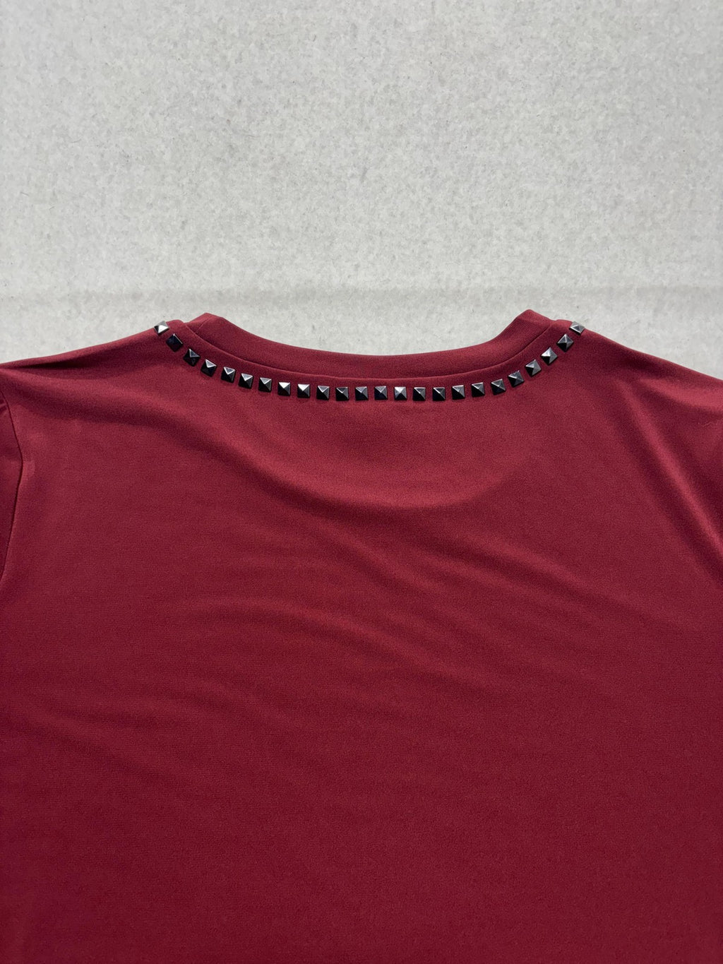 MICHAEL Michael Kors Shirt Womens Medium Red Studded Crew Neck Short Sleeve Tee