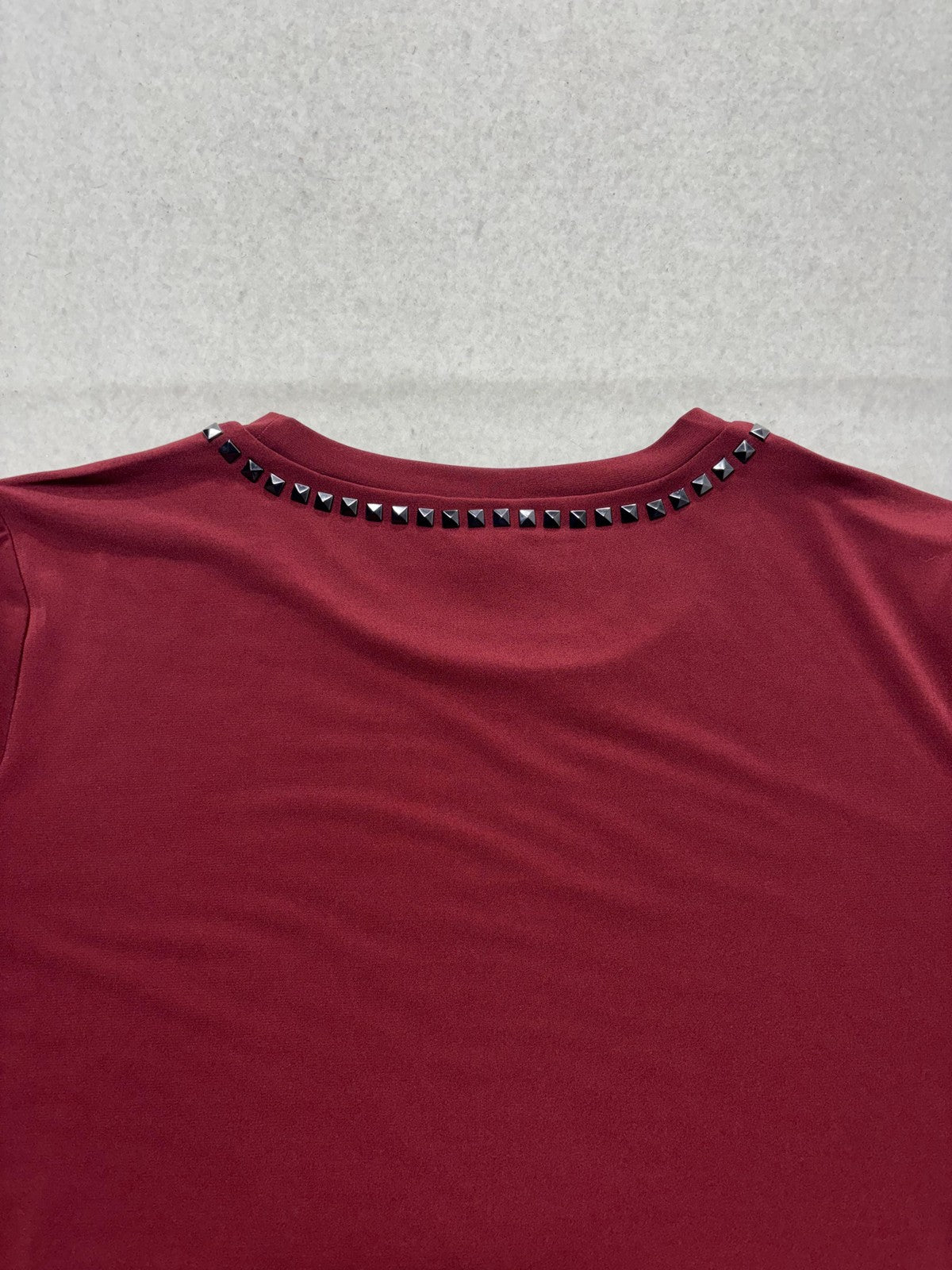 MICHAEL Michael Kors Shirt Womens Medium Red Studded Crew Neck Short Sleeve Tee