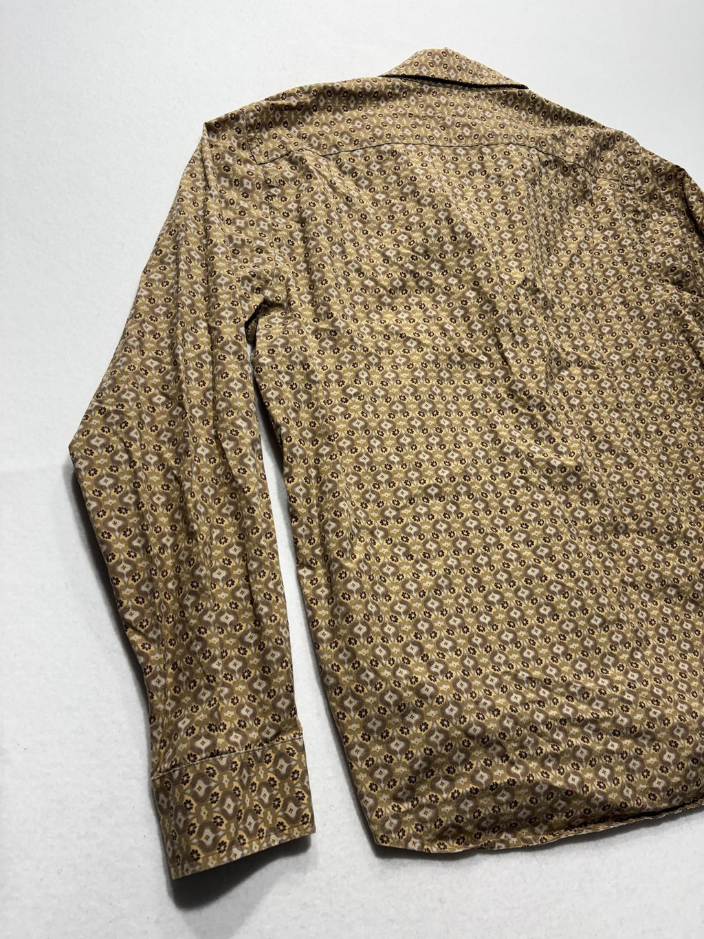 Michael Kors Dress Shirt Mens Large Brown Floral Long Sleeve Tailored Fit