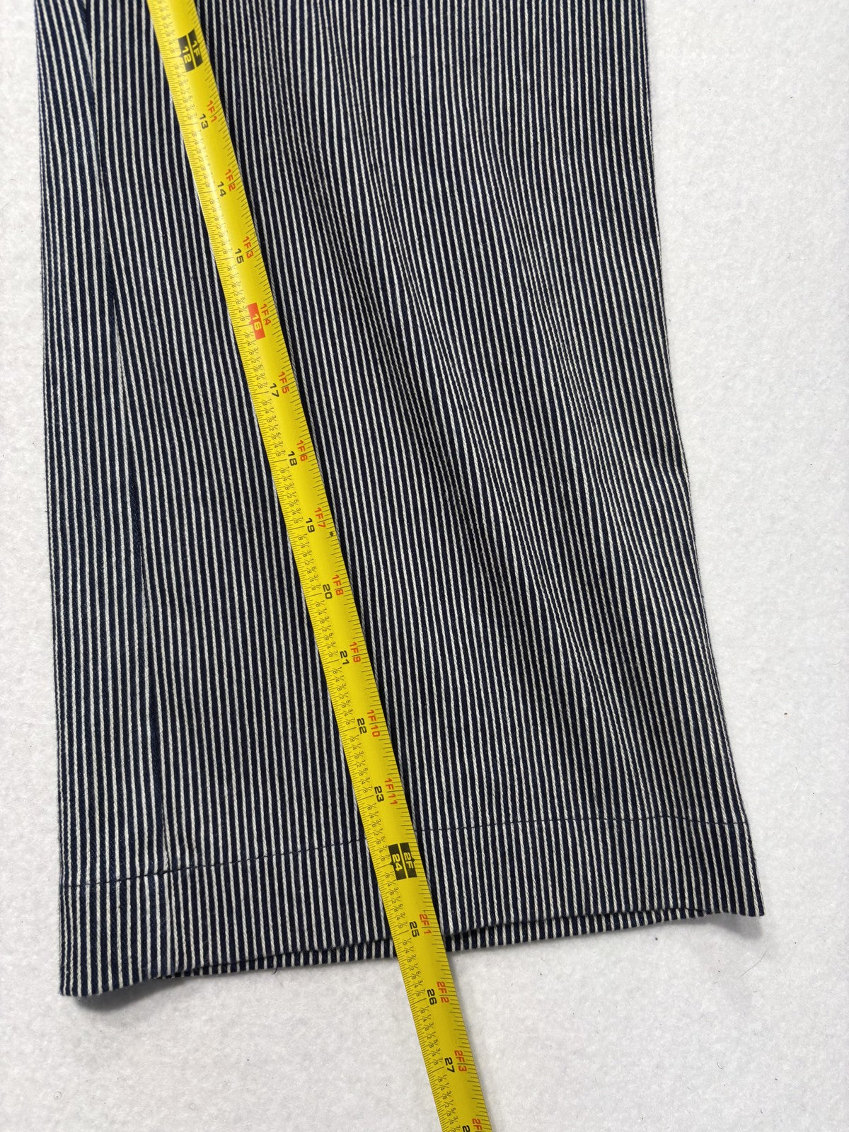 NIC+ZOE Jeans Womens 29 Blue Pinstripe Mid Rise Wide Leg Stretch Denim 31x28.5