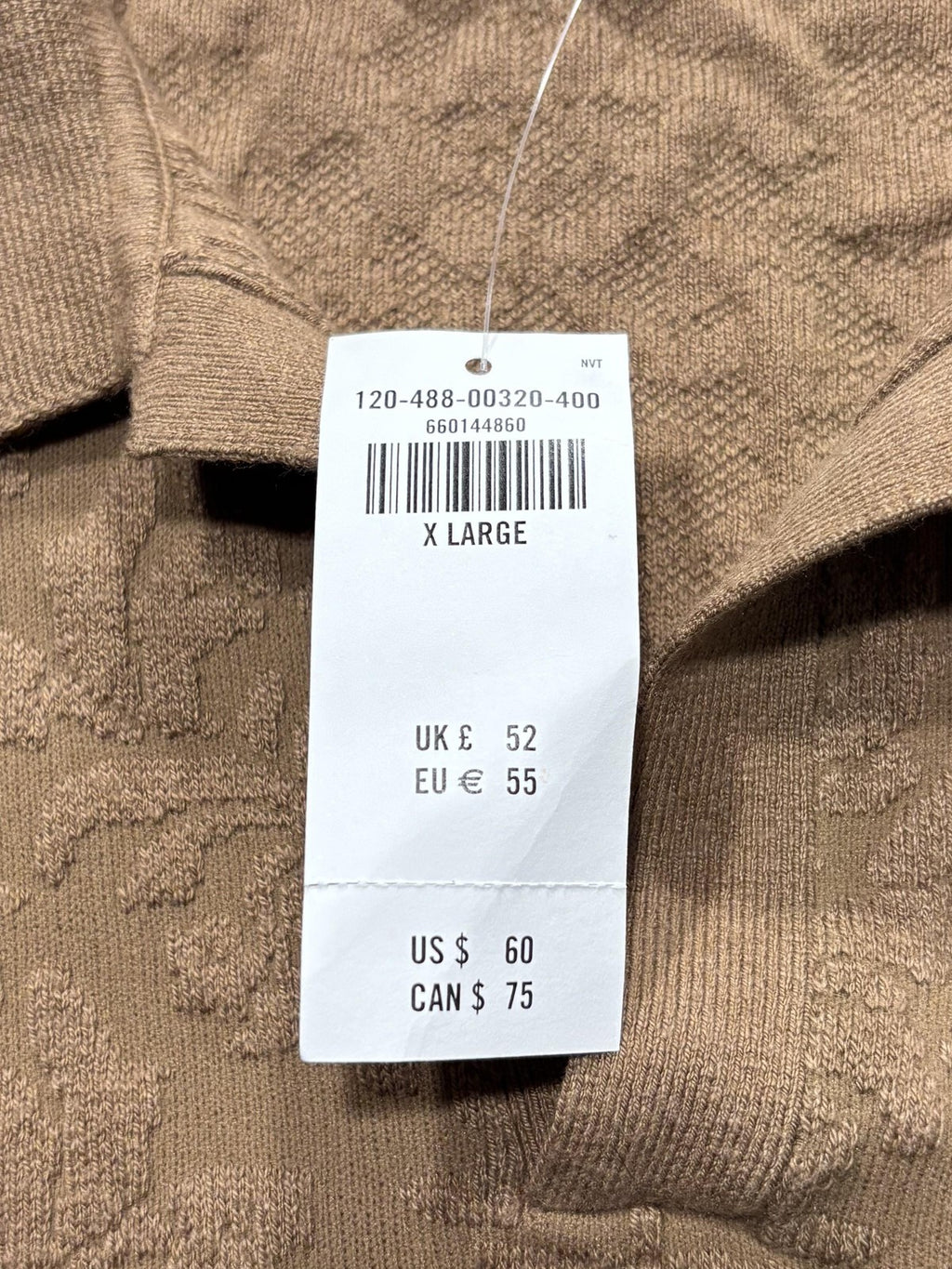 Abercrombie & Fitch Polo Shirt Mens XL Brown Jacquard Floral Knit Short Sleeve
