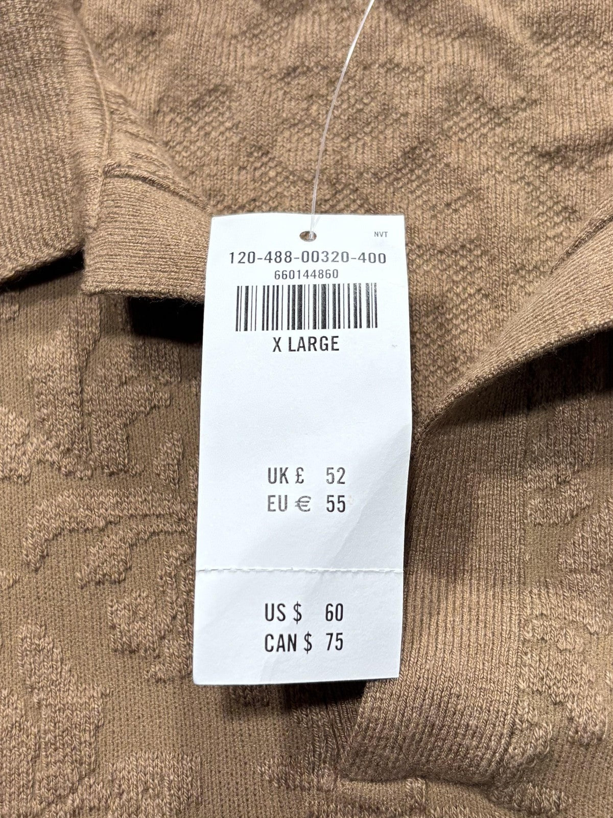 Abercrombie & Fitch Polo Shirt Mens XL Brown Jacquard Floral Knit Short Sleeve