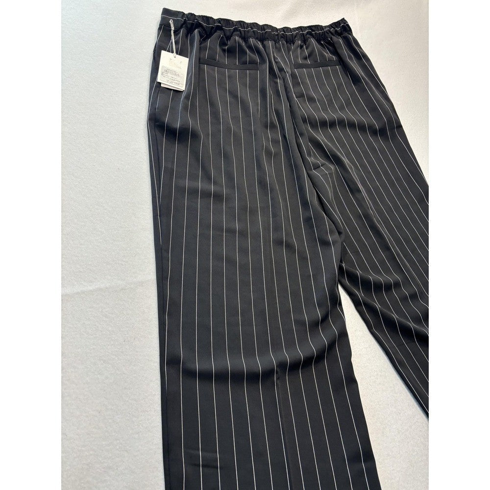 Nordstrom Penelope Pinstripe Wide Leg Dress Pants Black Womens XXL N0501923MI