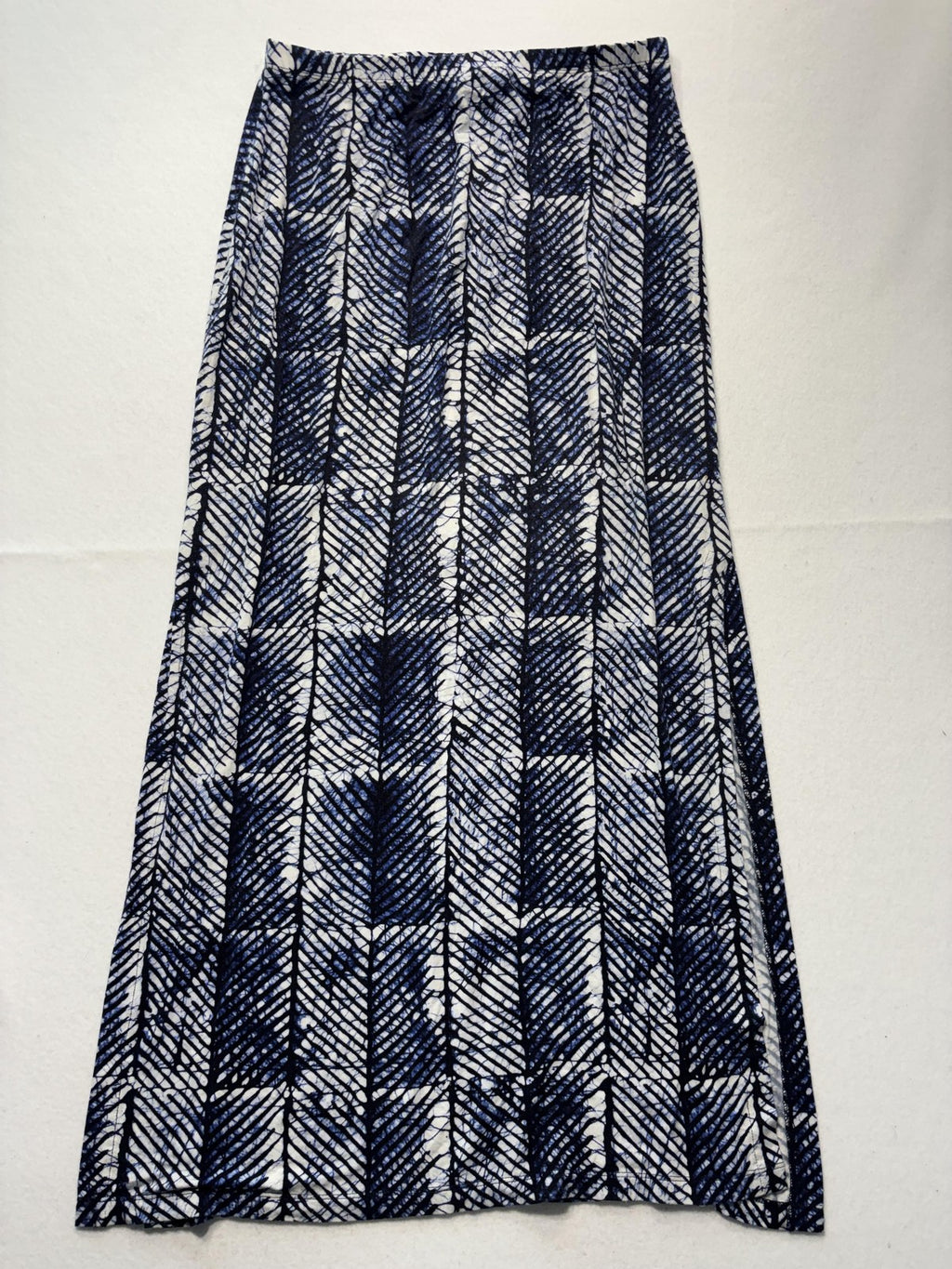 MICHAEL Michael Kors Skirt Womens 1X Plus Blue Geometric Print Maxi Long Jersey