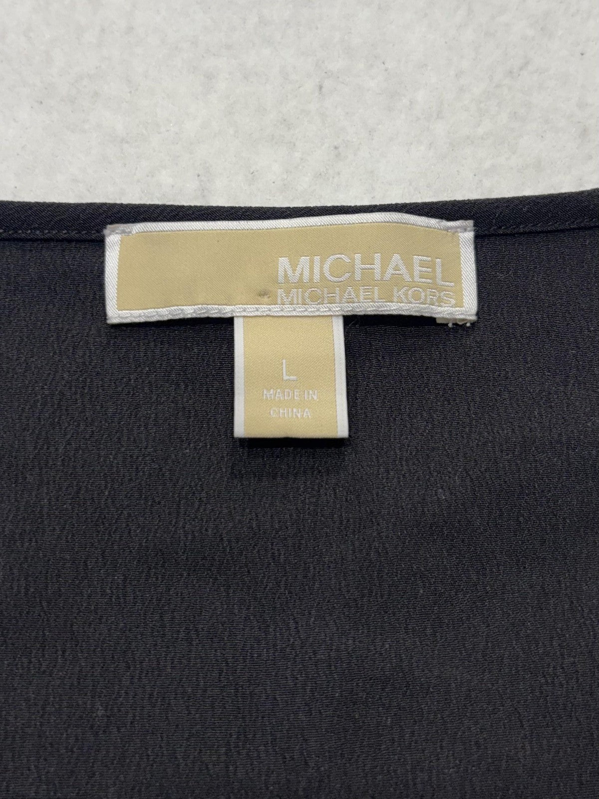 MICHAEL Michael Kors Blouse Womens Large Black Henley Sleeveless Tunic Top
