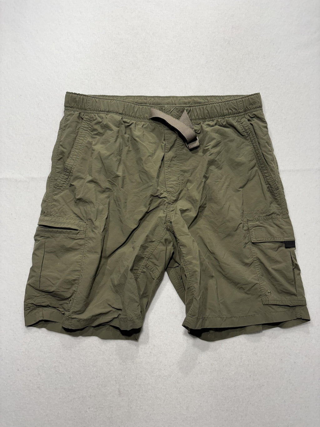 Columbia Swim Shorts Mens Large Green Elastic Waist Cargo Pockets Mesh Lined
