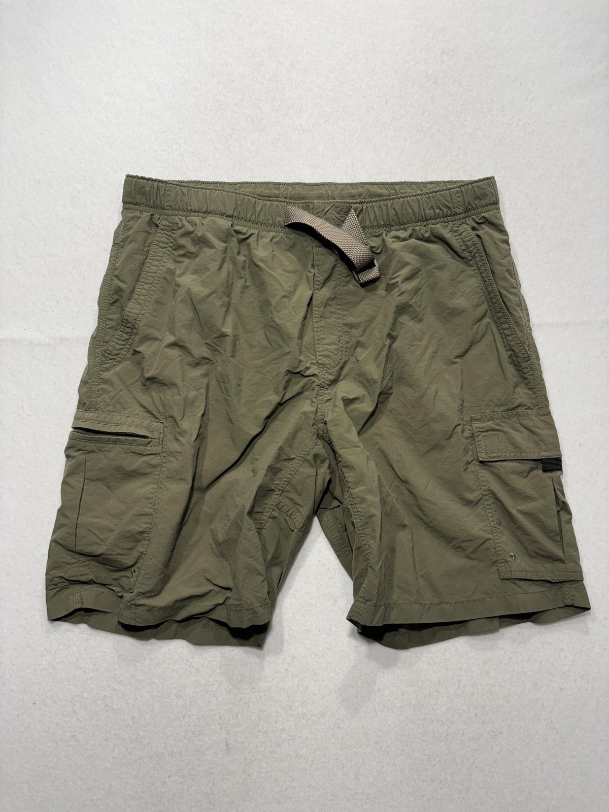 Columbia Swim Shorts Mens Large Green Elastic Waist Cargo Pockets Mesh Lined