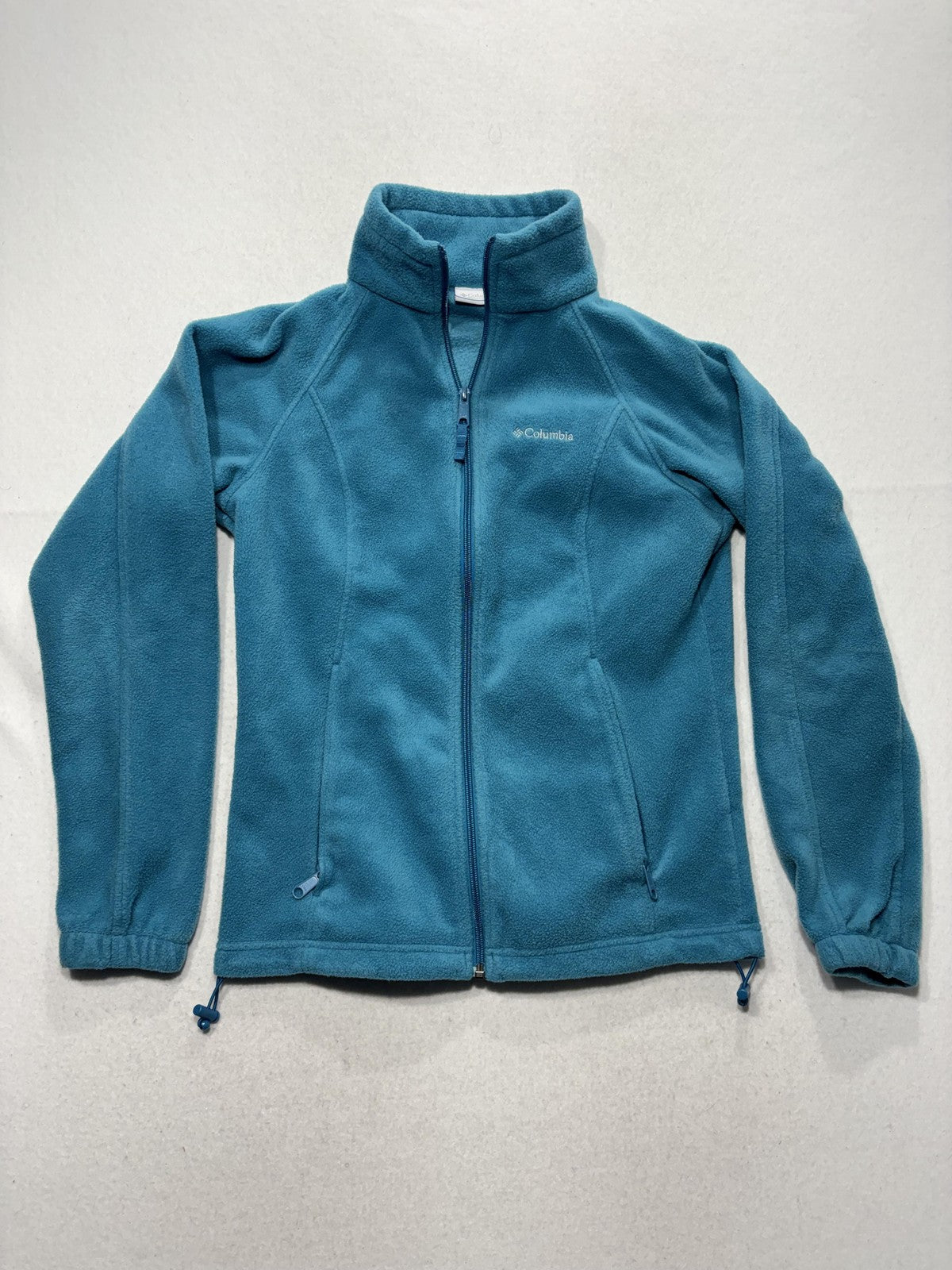 Columbia Jacket Womens S Blue Fleece Full Zip Stand Collar Pockets Outdoor Soft
