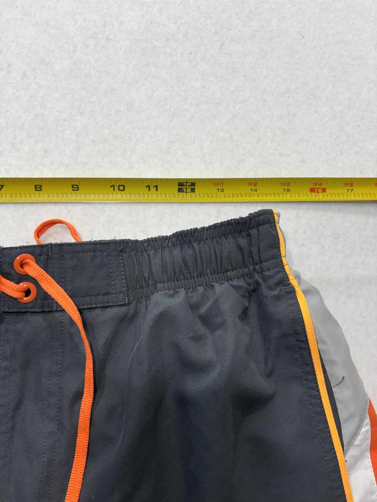Nike Swim Shorts Mens Large Gray Orange Colorblock Lined Elastic Waist Tie