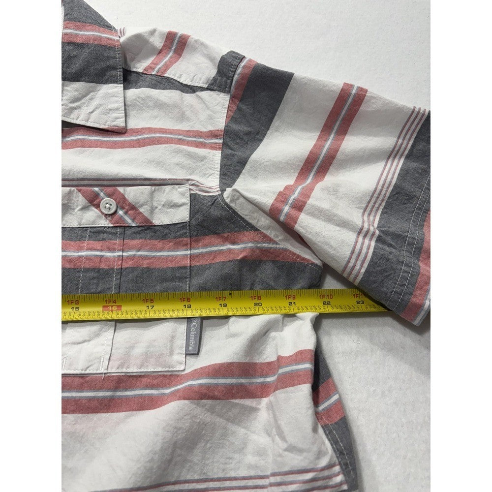 Columbia Shirt Mens Large Multicolor Striped Short Sleeve Button Up Casual