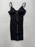 Haute Monde Dress Womens Large Black V Neck Zip Bodycon Mini Party HMD10208