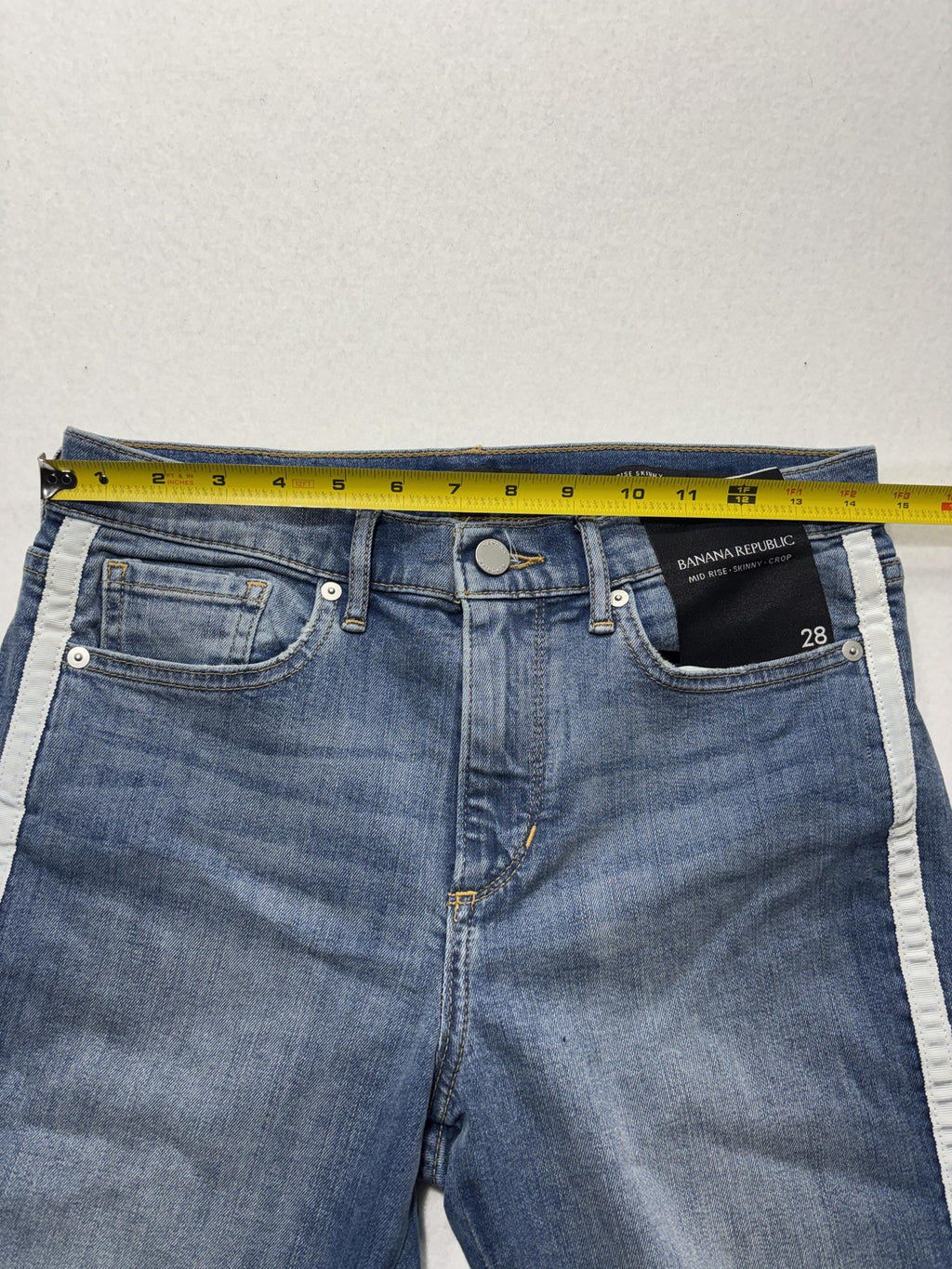 Banana Republic Jeans Womens 28 Blue Wash Mid Rise Skinny Crop Stripe 28x27.5