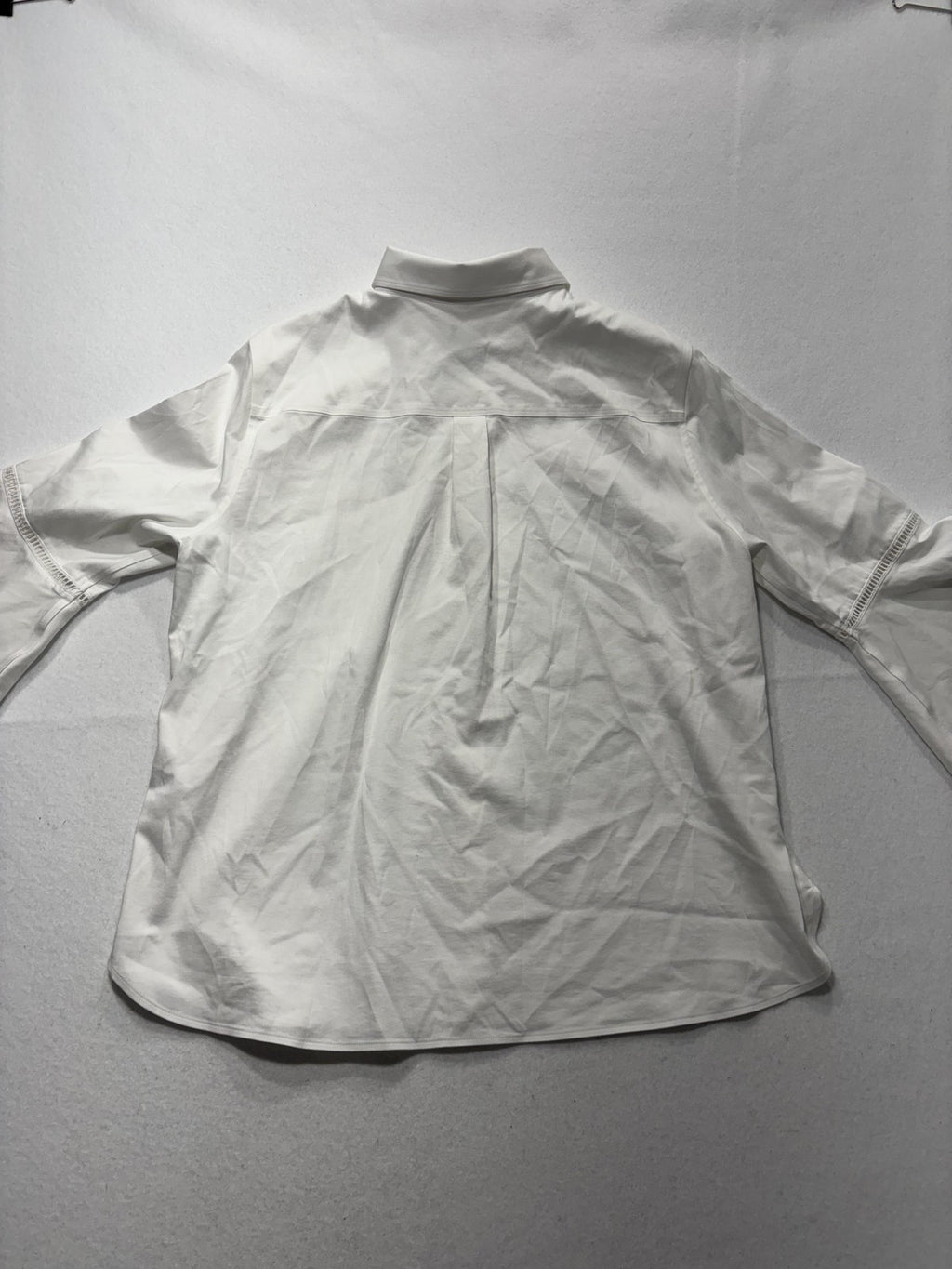 Chico's Blouse Womens 12 White Button Front Collared 3/4 Bell Sleeve Tunic Top