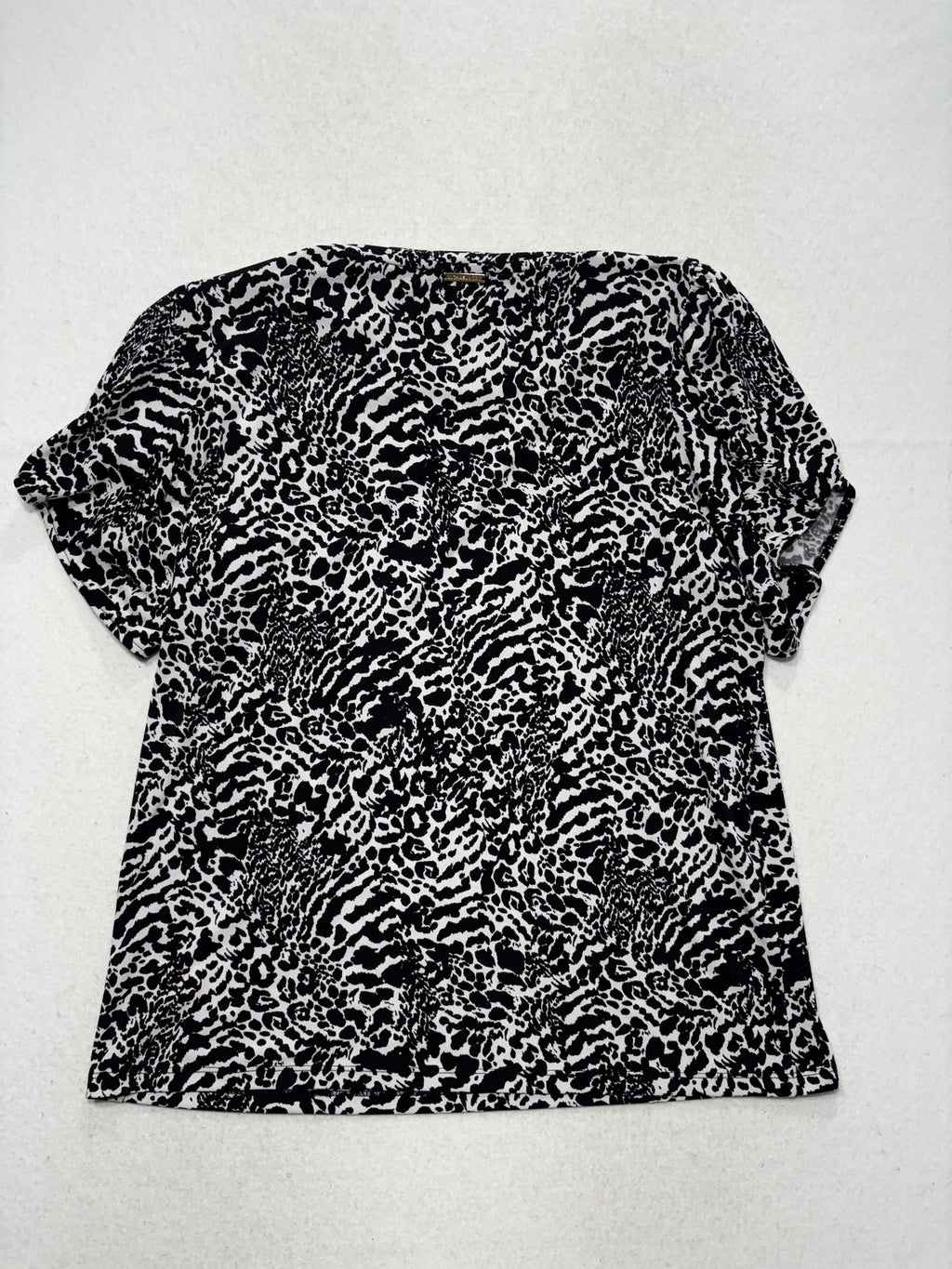 MICHAEL Michael Kors Shirt Womens Large Black Animal Print Short Sleeve Tee