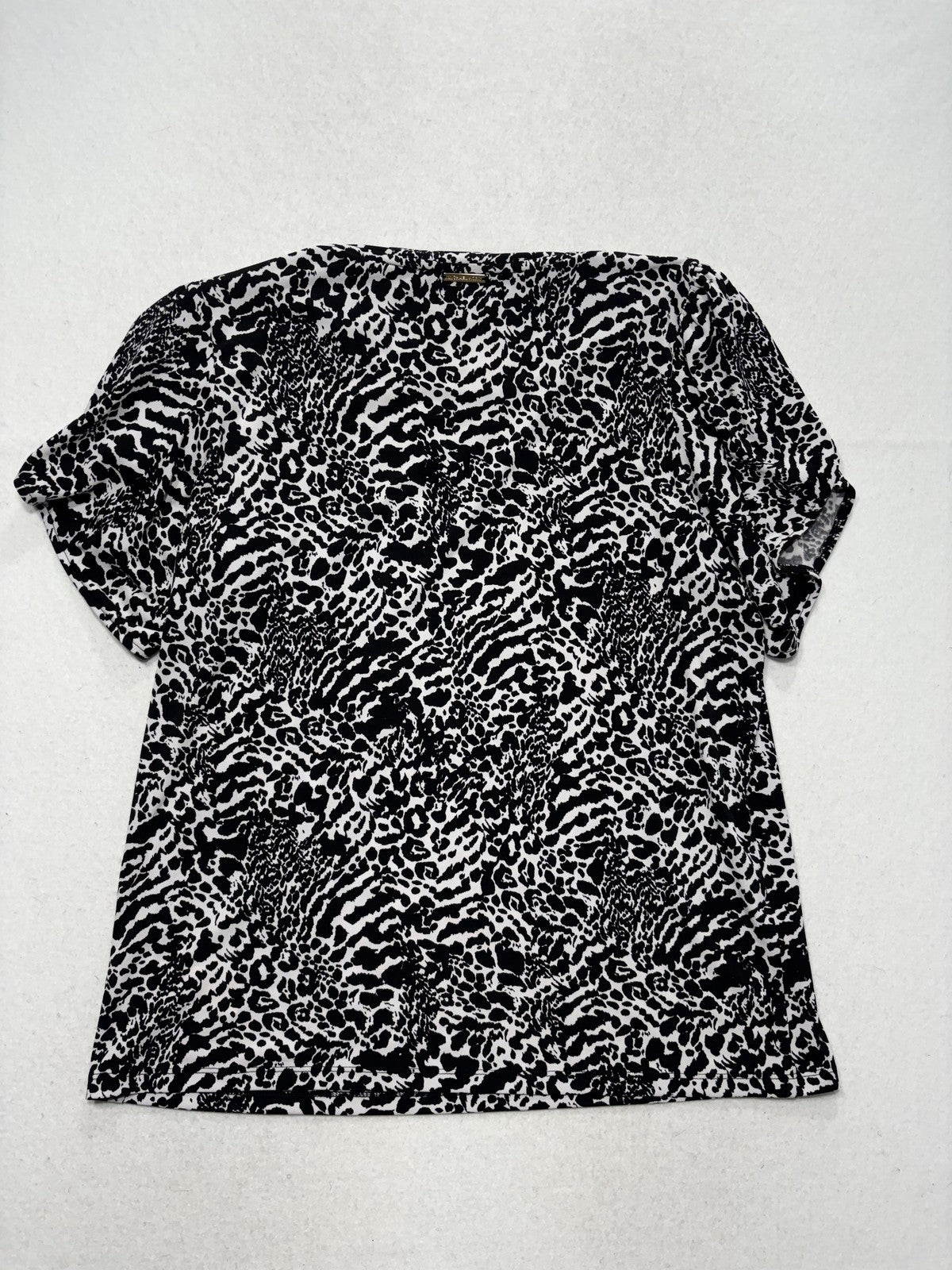 MICHAEL Michael Kors Shirt Womens Large Black Animal Print Short Sleeve Tee
