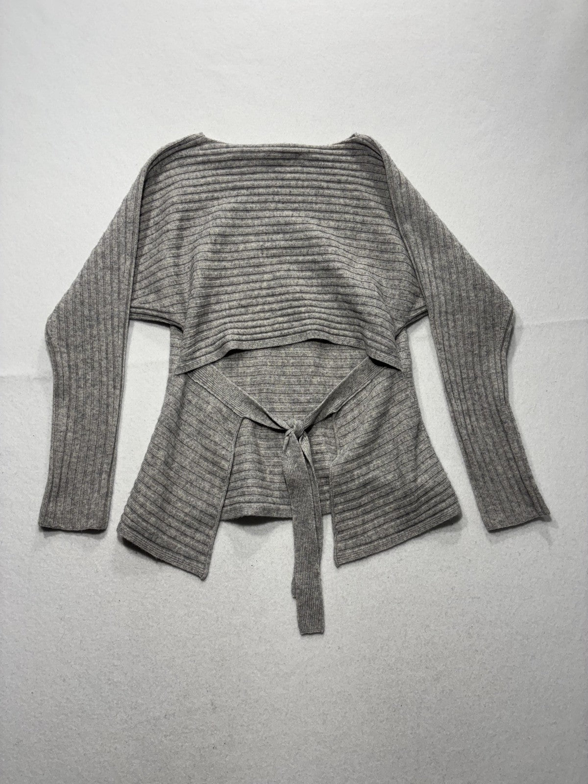 Vince Sweater Womens XS Gray Cashmere Boat Neck Belted Dolman Knit Pullover