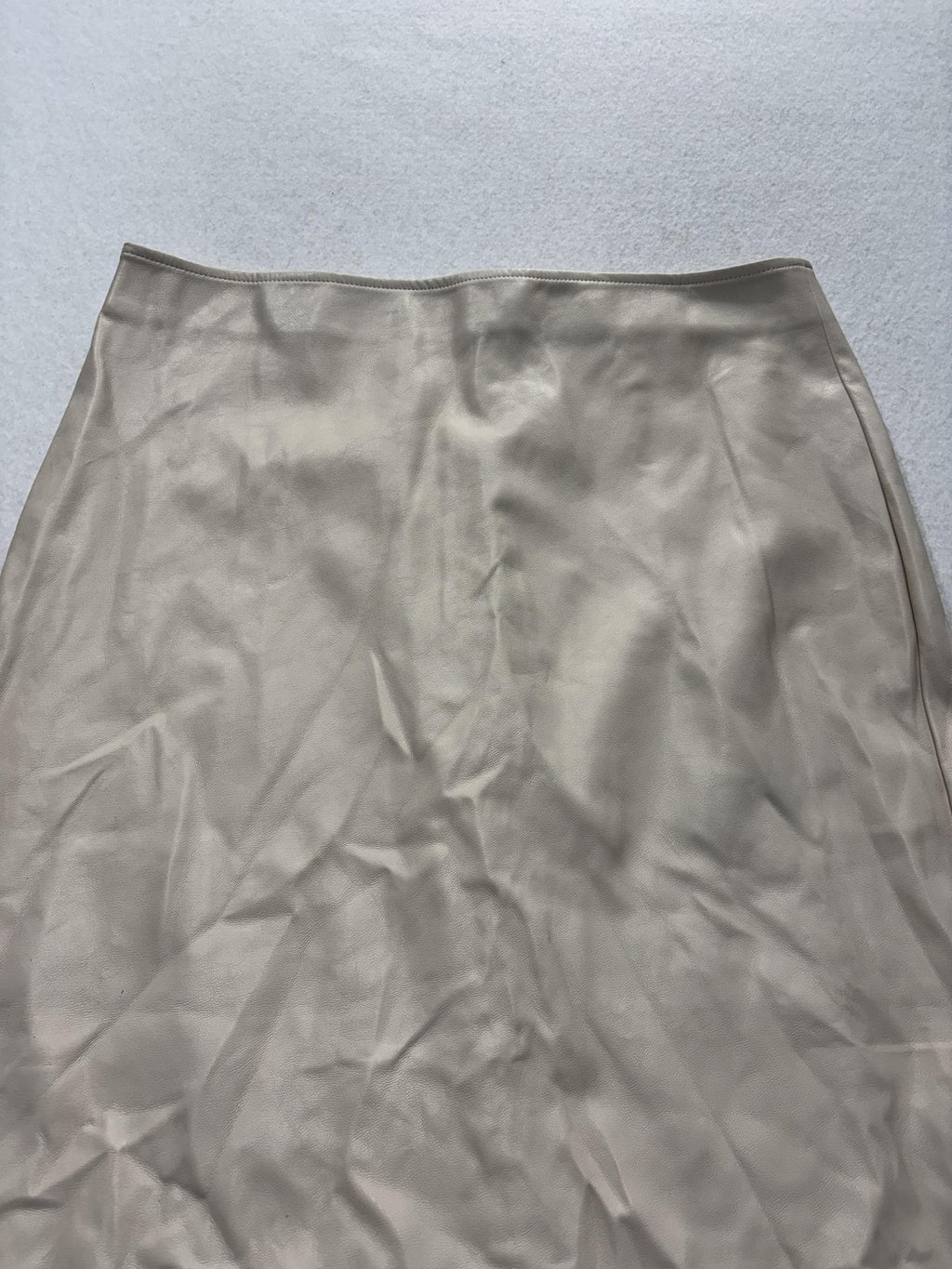 CAMI NYC Skirt Womens L White Faux Leather Midi Pencil Zip Back Slit Bone