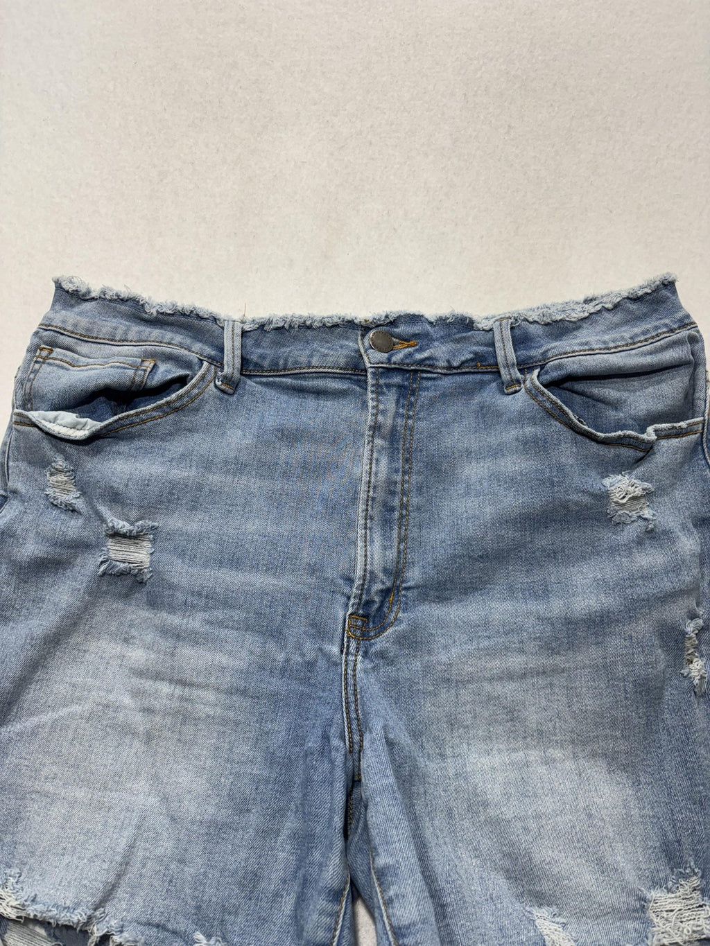 Fashion Nova Shorts Womens 32 Blue Denim Distressed Cut Off Raw Hem Relaxed Fit
