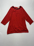 MICHAEL Michael Kors Blouse Womens Medium Red Sequin Neck 3/4 Sleeve Tunic Top
