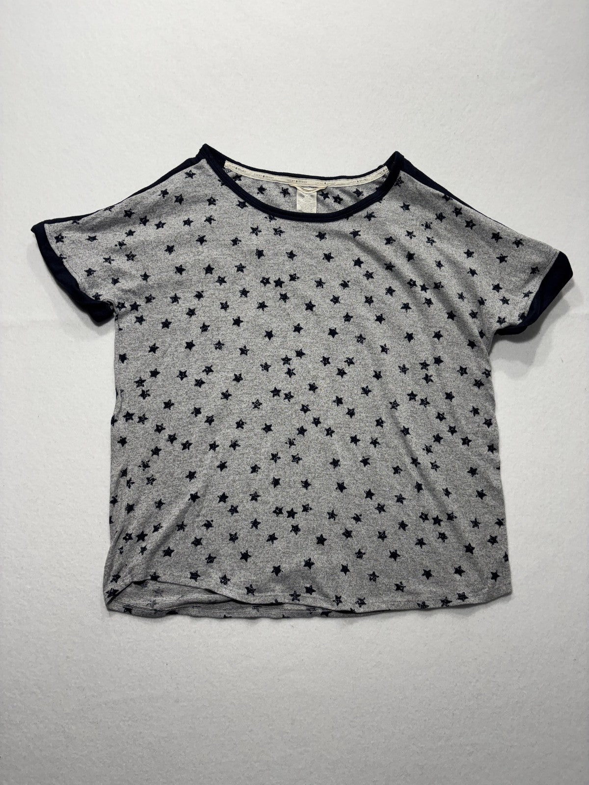 Lucky Brand Shirt Womens L Gray Star Print Scoop Neck Dolman Sleeve Tee