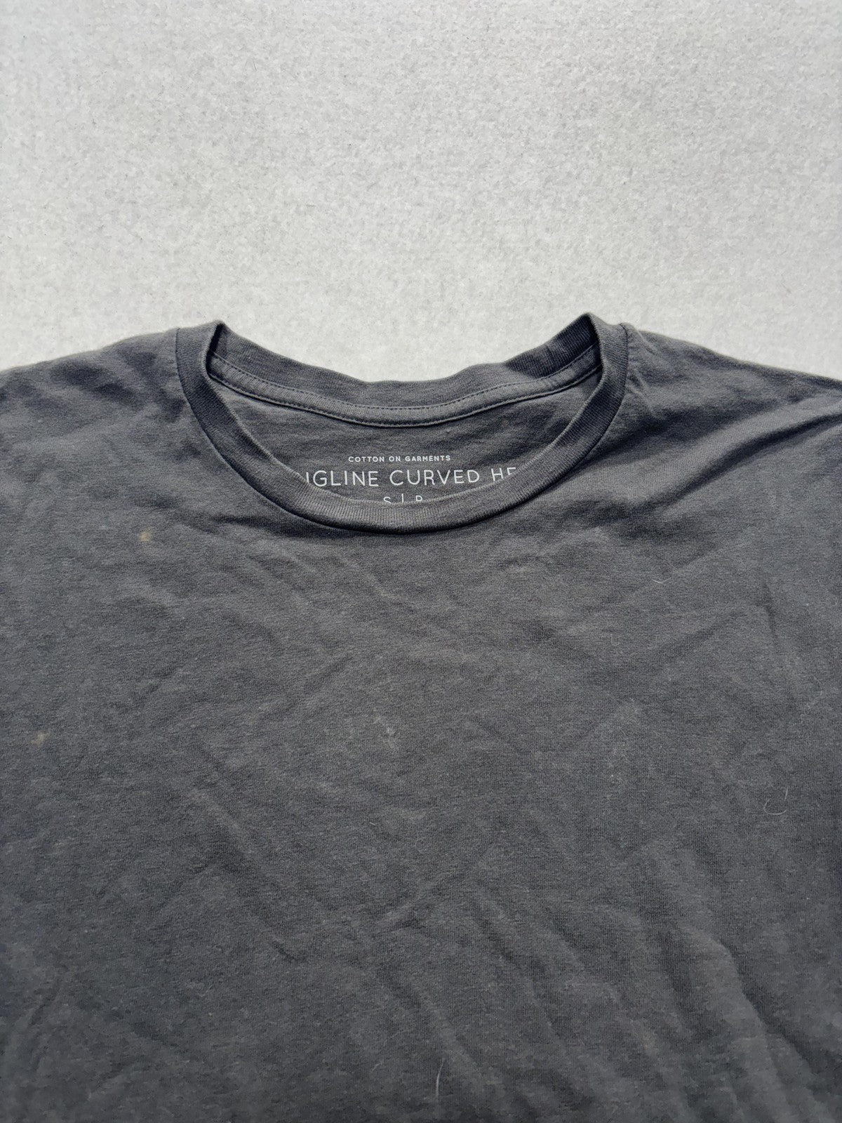 Cotton On Shirt Mens Small Gray Longline Curved Hem Crew Neck Casual Slim Tee