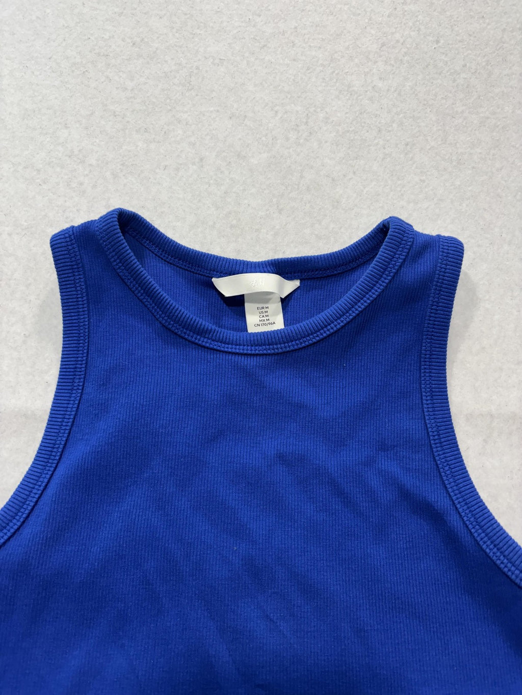 H&M Tank Top Womens M Blue Ribbed Cropped Knit Basic O/N 474583 P/N 10492517