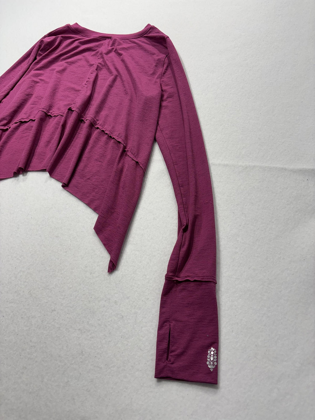FP Movement Shirt Womens XS/S Pink Cropped Long Sleeve Crew Neck Yoga Athletic