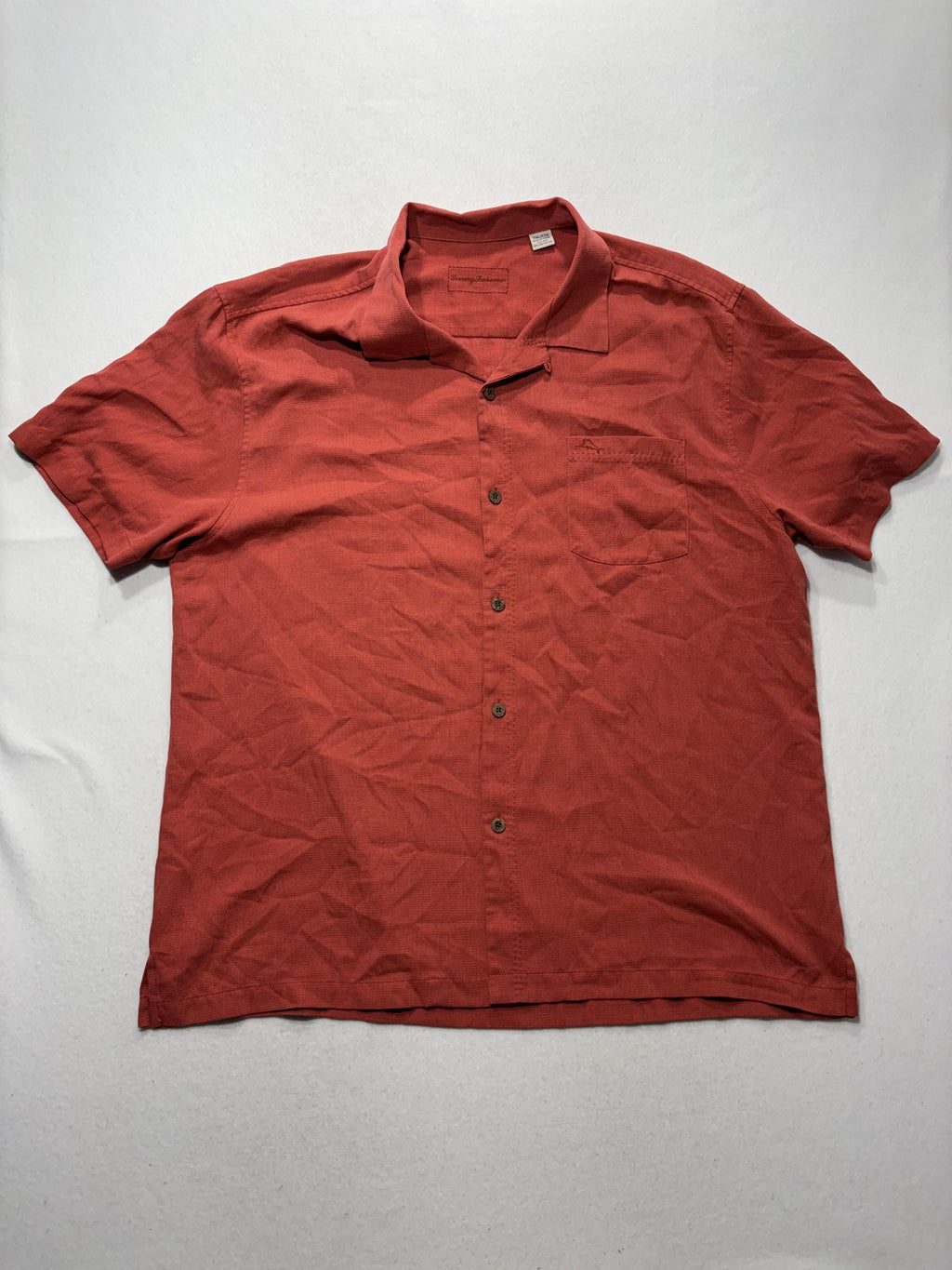 Tommy Bahama Shirt Mens 2XL Red Silk Blend Short Sleeve Button Up IslandZone