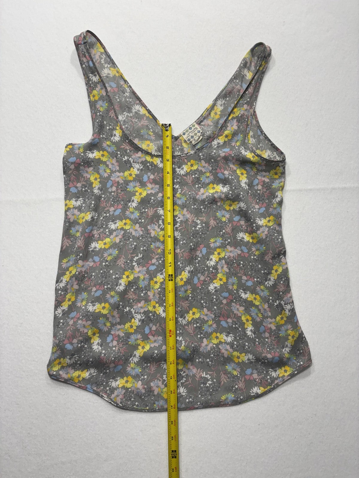 Free People Camisole Tank Top Womens M Gray Floral Intimately Stretch Jersey
