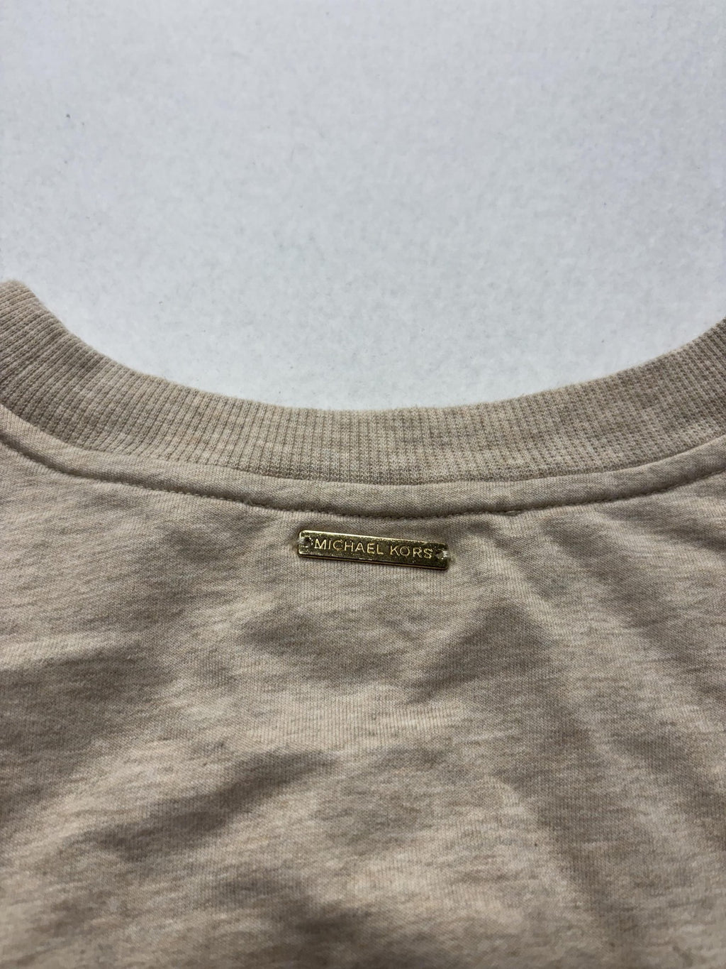 MICHAEL Michael Kors Top Womens Small Beige Crew Neck Long Sleeve Ruffle Hem