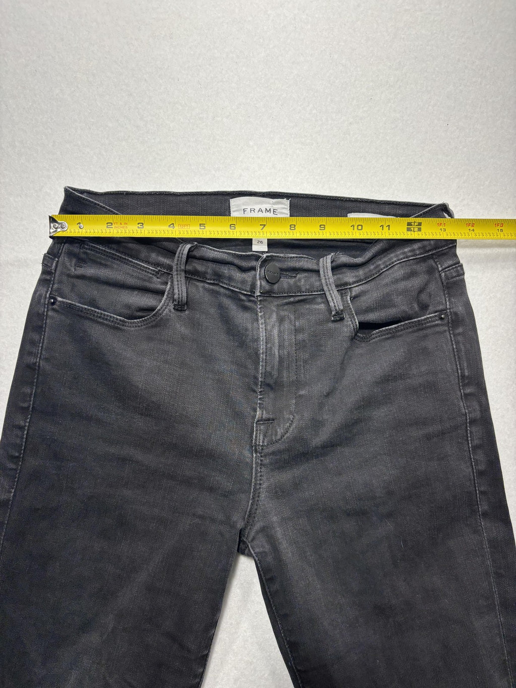 FRAME Le High Skinny Jeans Womens 26 Gray Charcoal Wash Mid Rise Stretch 26x28.5