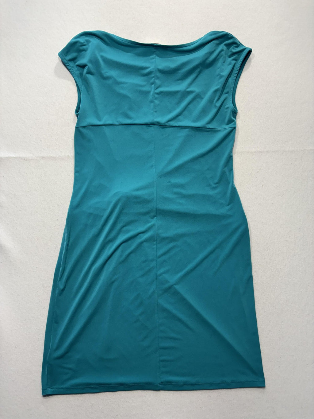 MICHAEL Michael Kors Dress Womens Large Blue Cowl Neck Ruched Sheath Knee Length