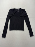Free People Shirt Womens XS/S Black Scoop Neck Long Sleeve Stretch Knit Top