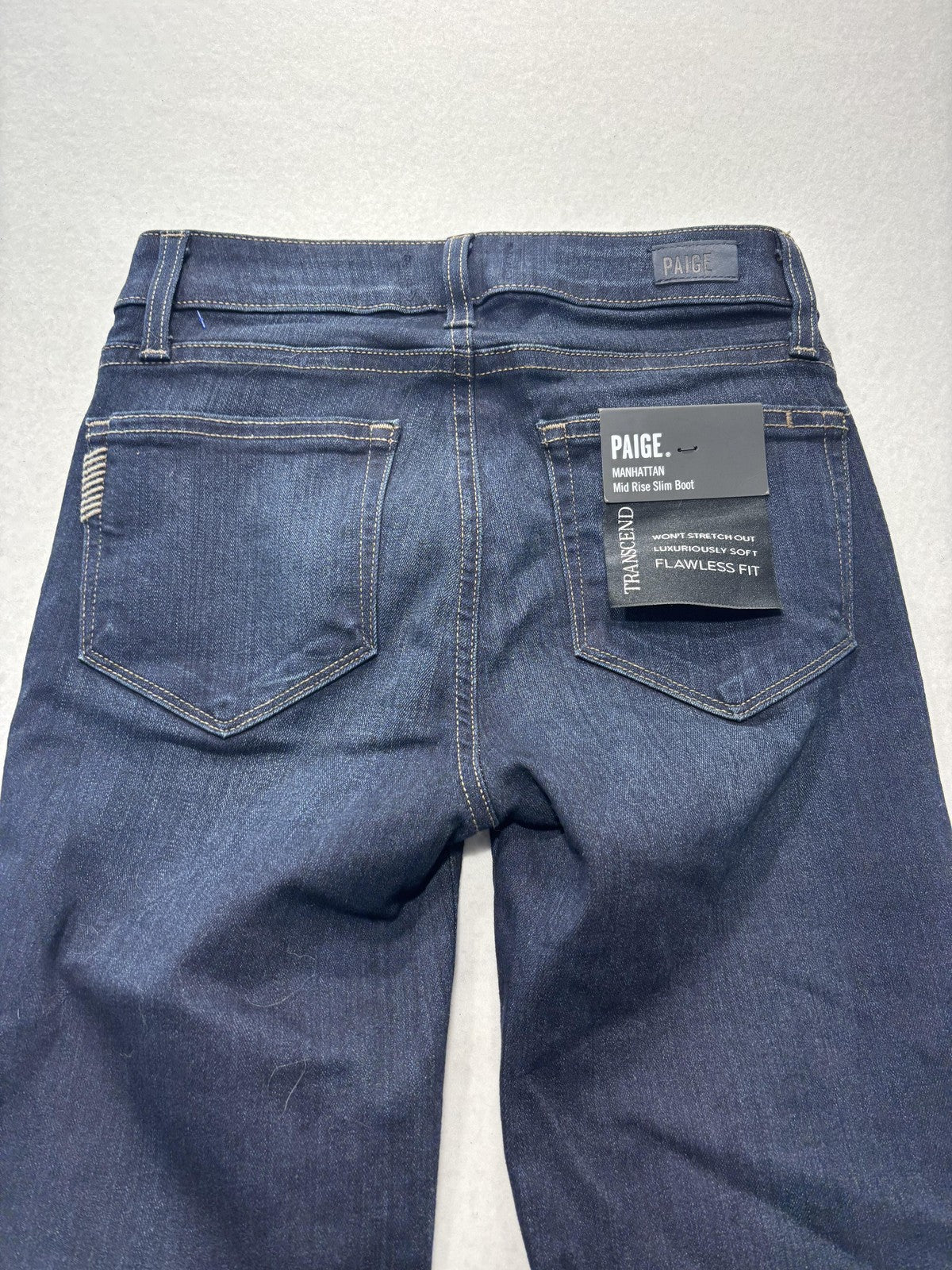 Paige Manhattan Jeans Womens 24 Blue Dark Wash Mid Rise Slim Boot 24x31 Stretch