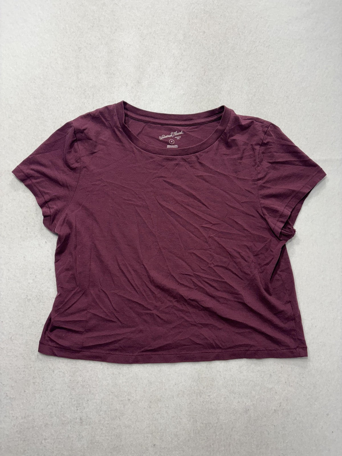 Universal Thread Shirt Womens Medium Purple Crew Neck Short Sleeve Cropped Tee