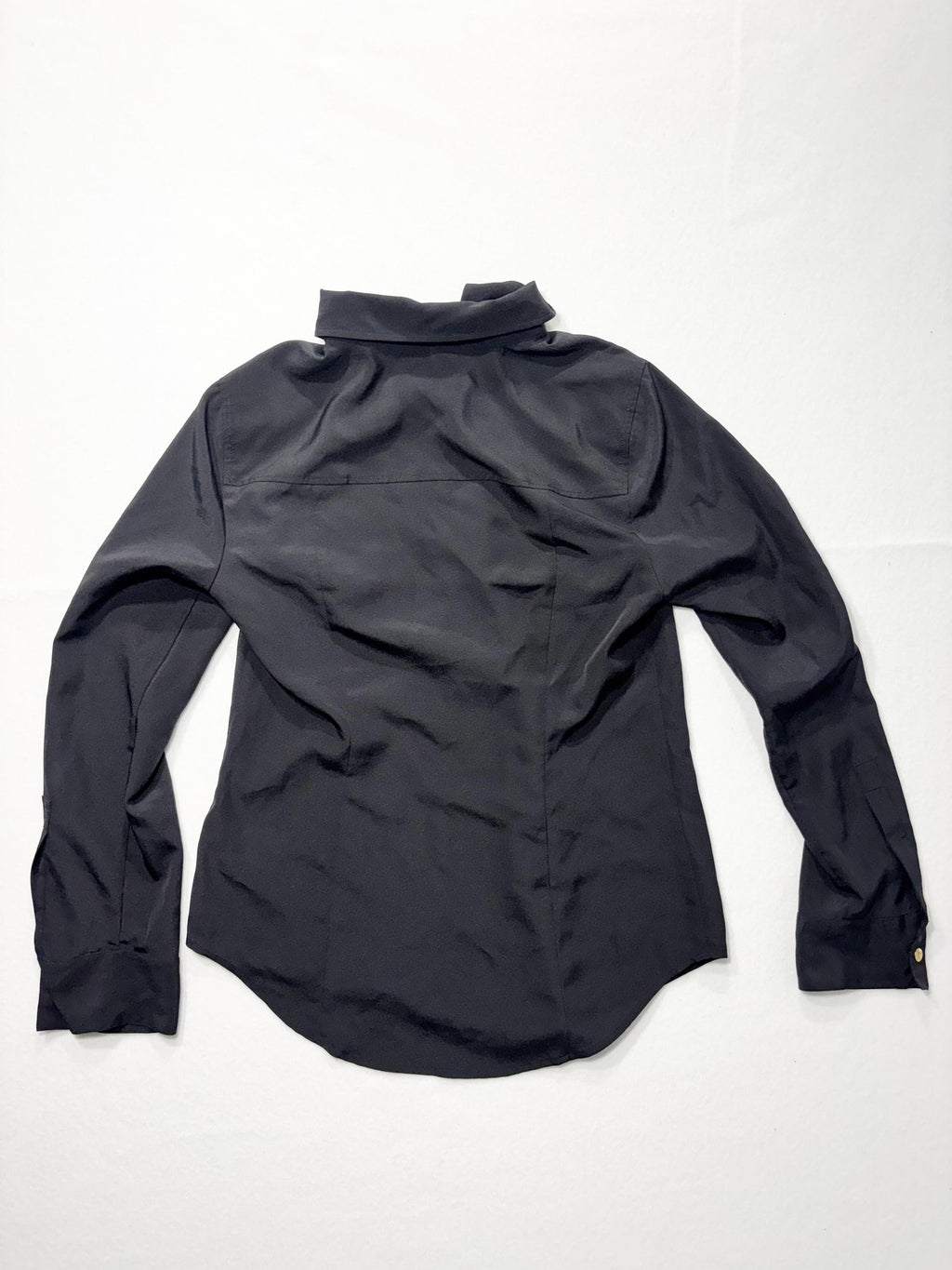 MICHAEL Michael Kors Blouse Womens Small Black Zip Collared Long Sleeve Top
