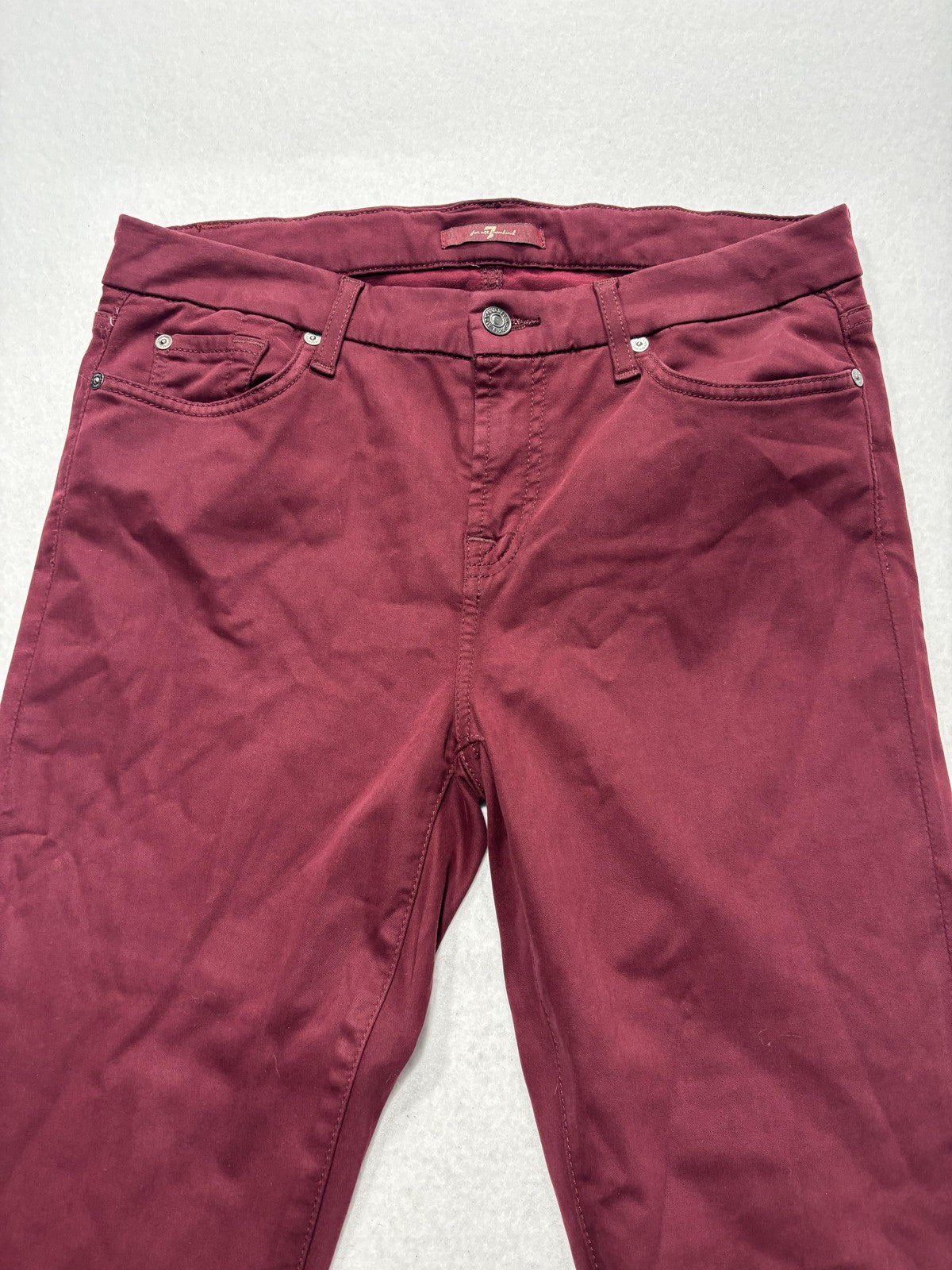 7 For All Mankind Jeans Womens 30 Red Burgundy Skinny Mid Rise Stretch 30x27.5